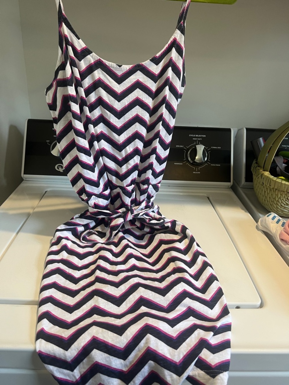 Carve Designs Zigzag Midi Dress in Black, White & Pink